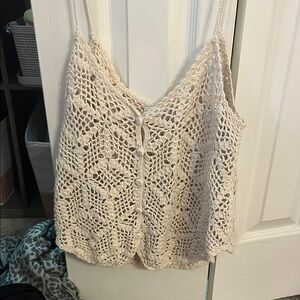 Forever 21 Cream Cropped Buttoned Camisole